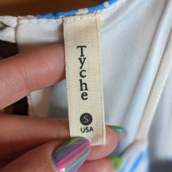 Shift Dress Summer Blues with White Swirl Sleeveless Halter - Picture 10 of 12